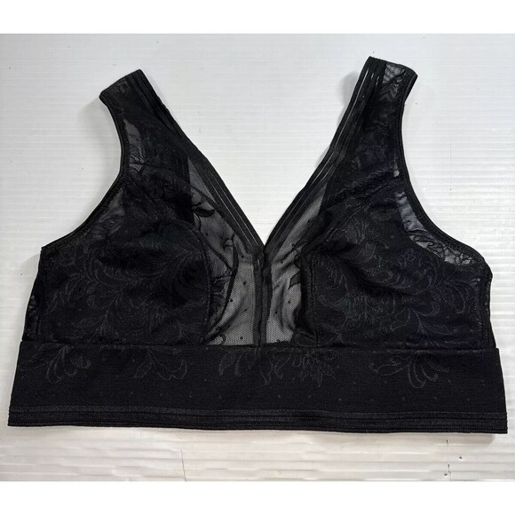Wacoal 810340 Net Effect Soft Cup Bra Bralette Lace Wire Free Black Sz 32 - Picture 2 of 9
